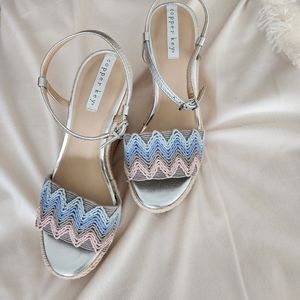 Copper Key Waterlily Ankle Strap Espadrille Platform Wedges -7.5